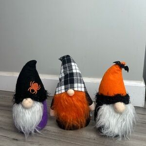 Halloween Gnome Trio with Orange and Black Hats